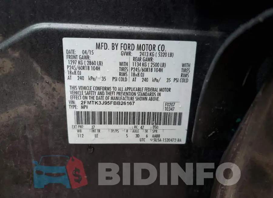 2FMTK3J95FBB26167 Photo# 13