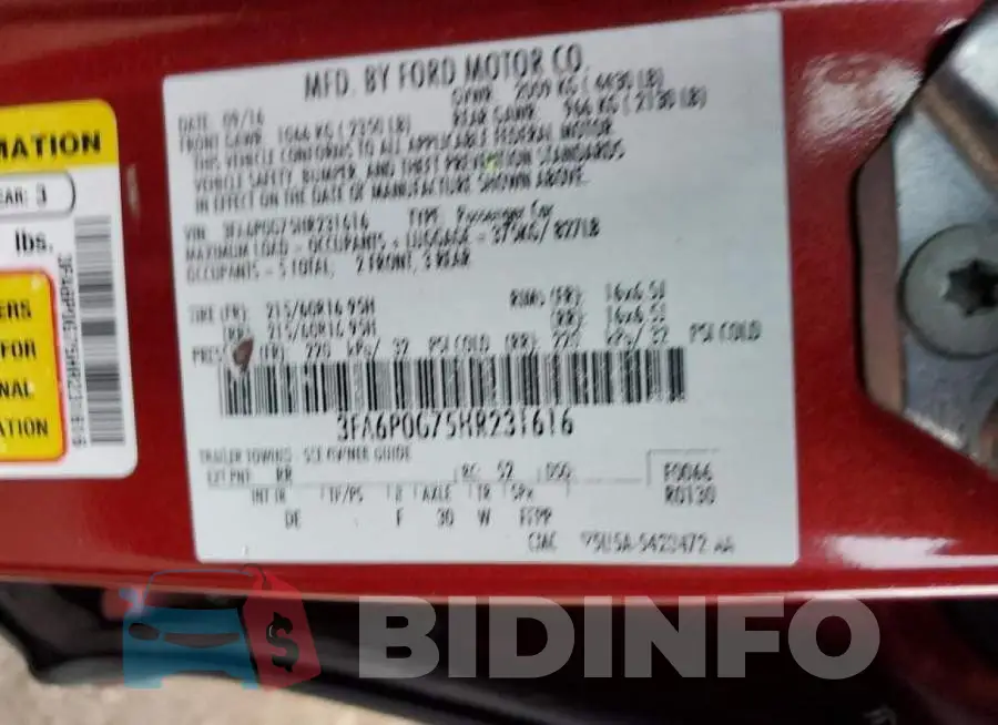 3FA6P0G75HR231616 Photo# 12