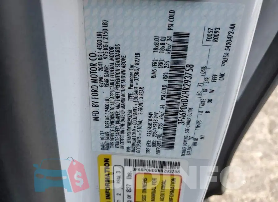 3FA6P0HDXHR293758 Photo# 12