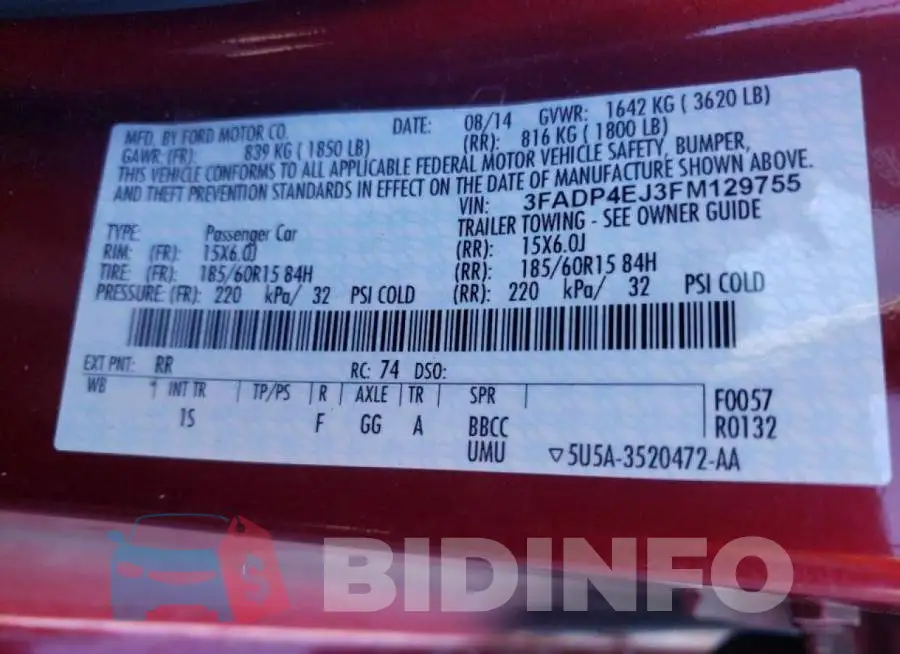 3FADP4EJ3FM129755 Photo# 13