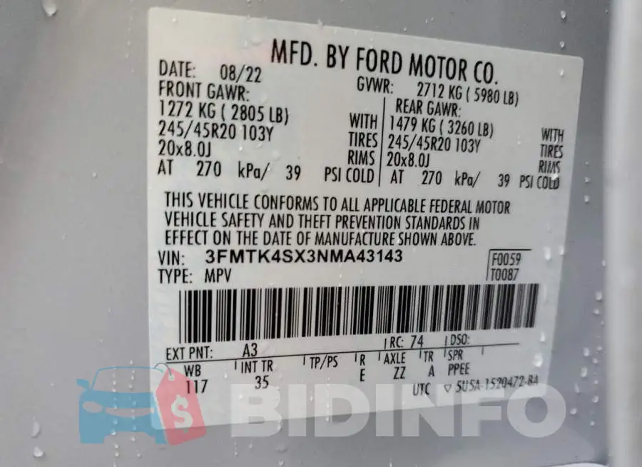 3FMTK4SX3NMA43143 Photo# 14