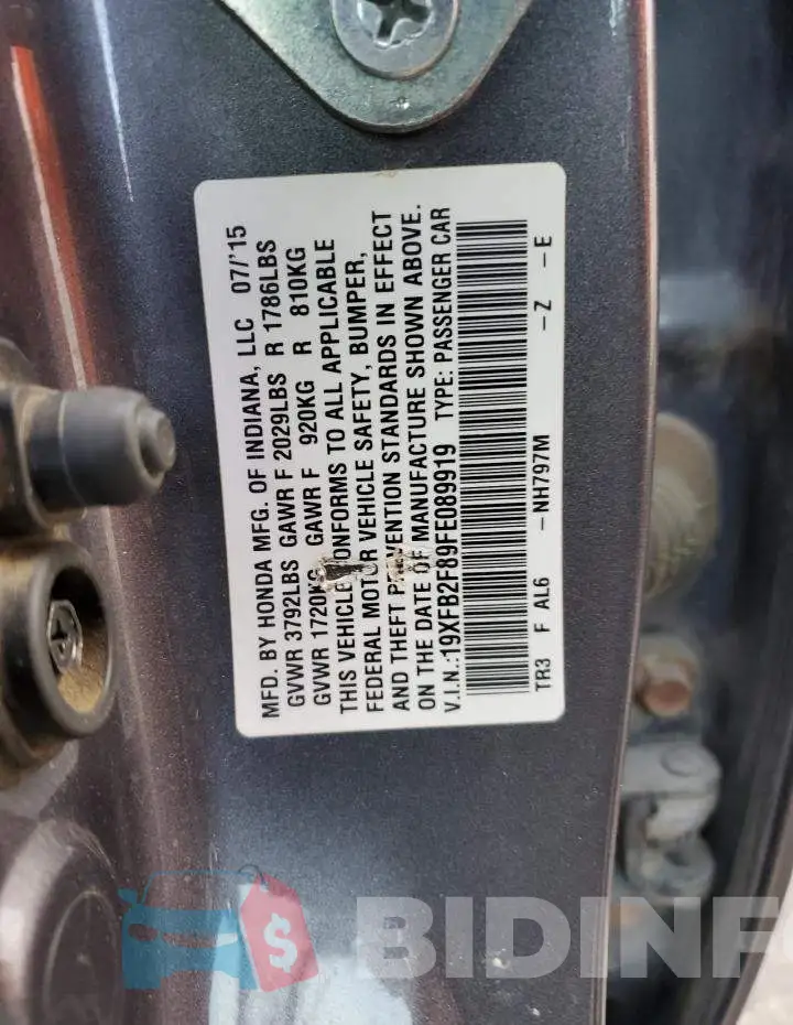 19XFB2F89FE089919 Photo# 12