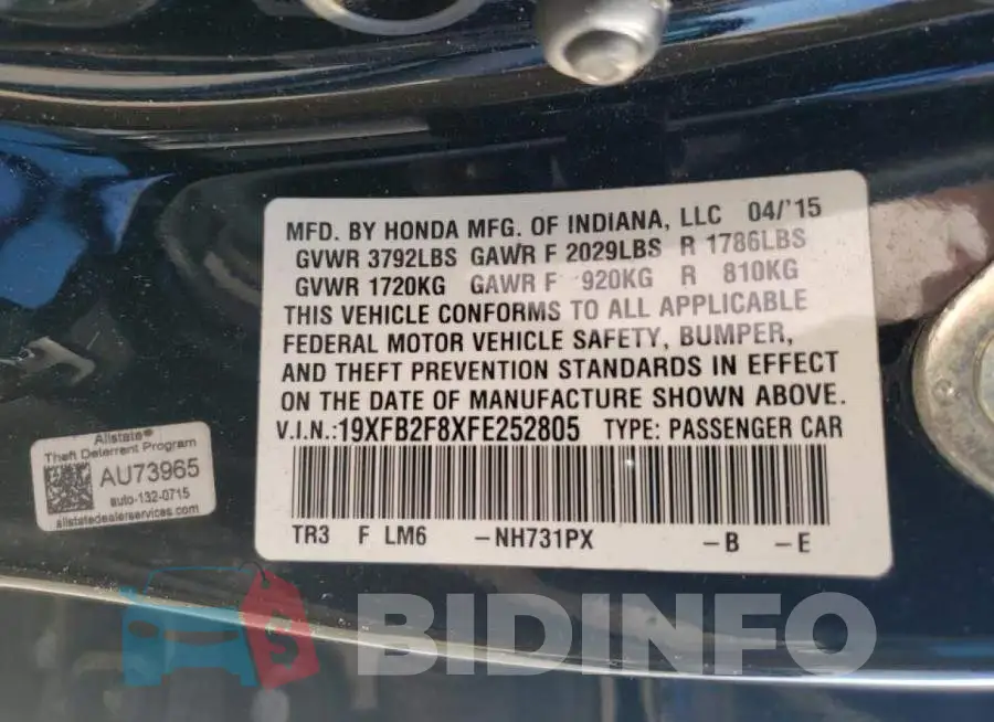 19XFB2F8XFE252805 Photo# 12