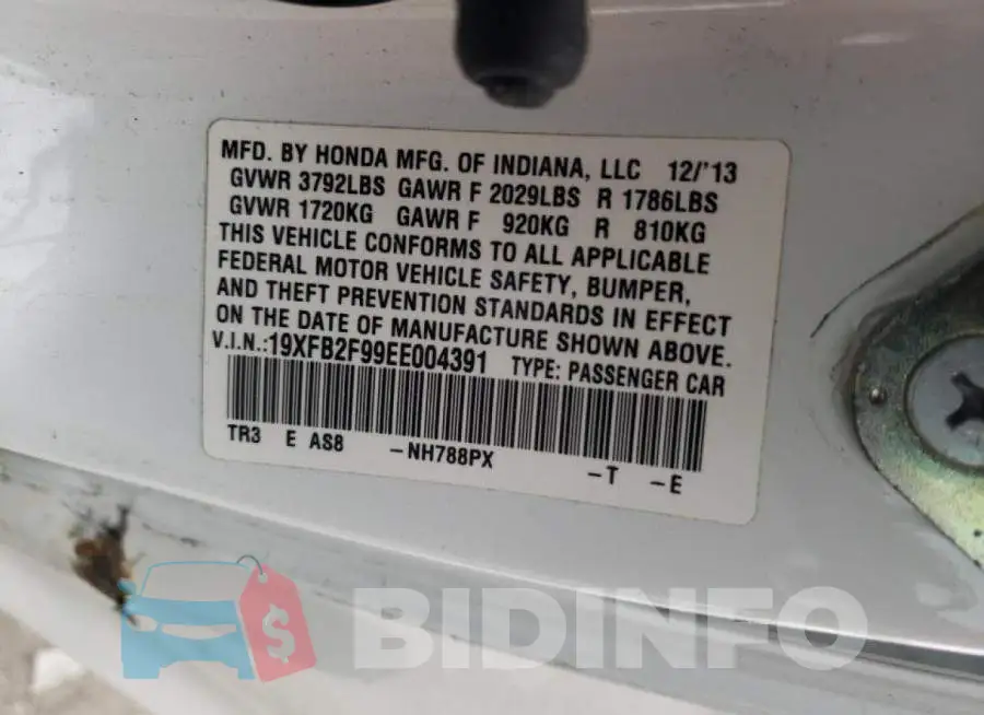 19XFB2F99EE004391 Photo# 12