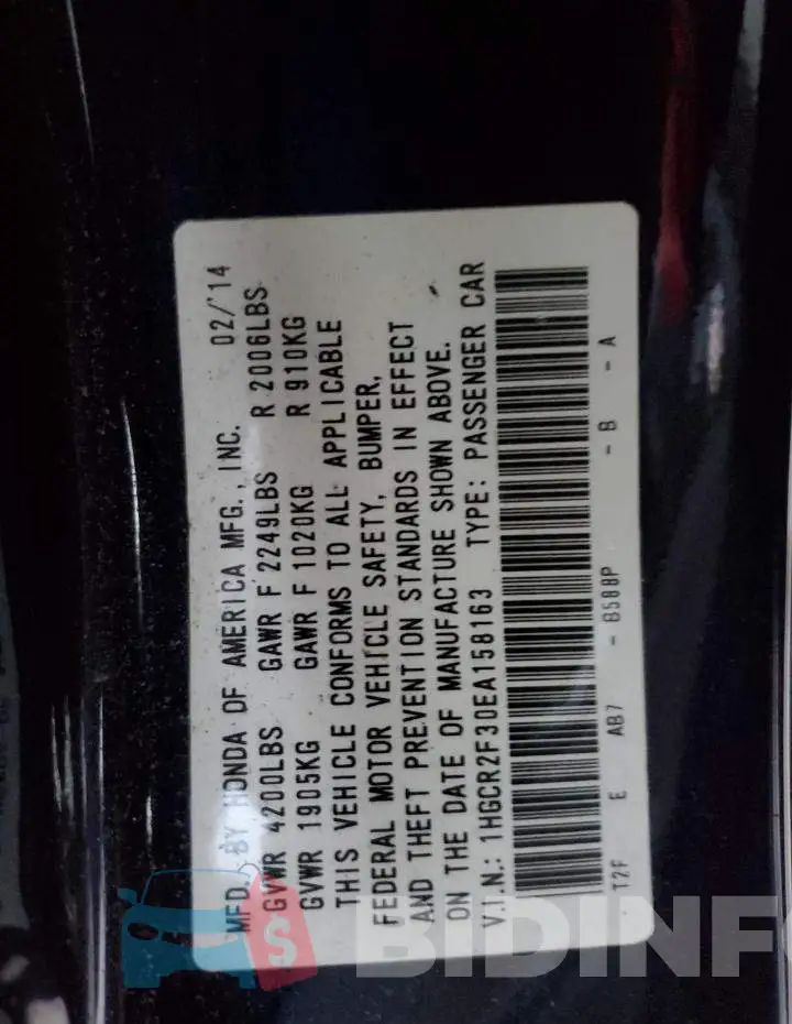 1HGCR2F30EA158163 Photo# 13