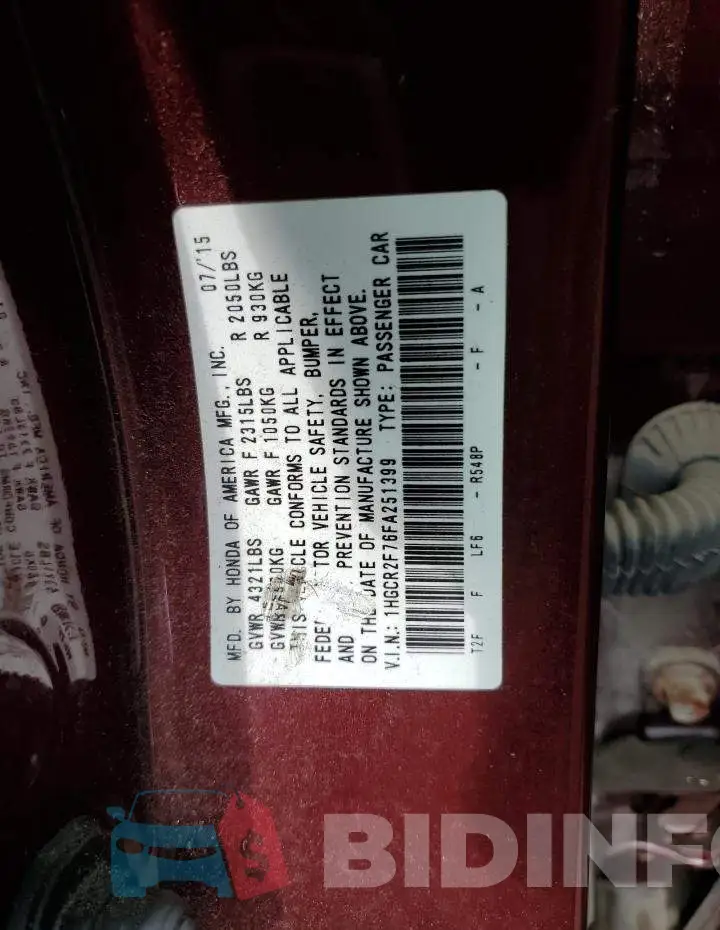 1HGCR2F76FA251399 Photo# 10