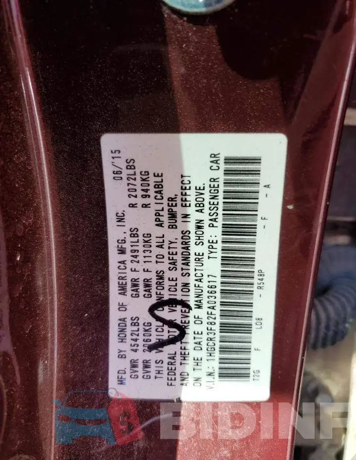 1HGCR3F82FA036617 Photo# 12