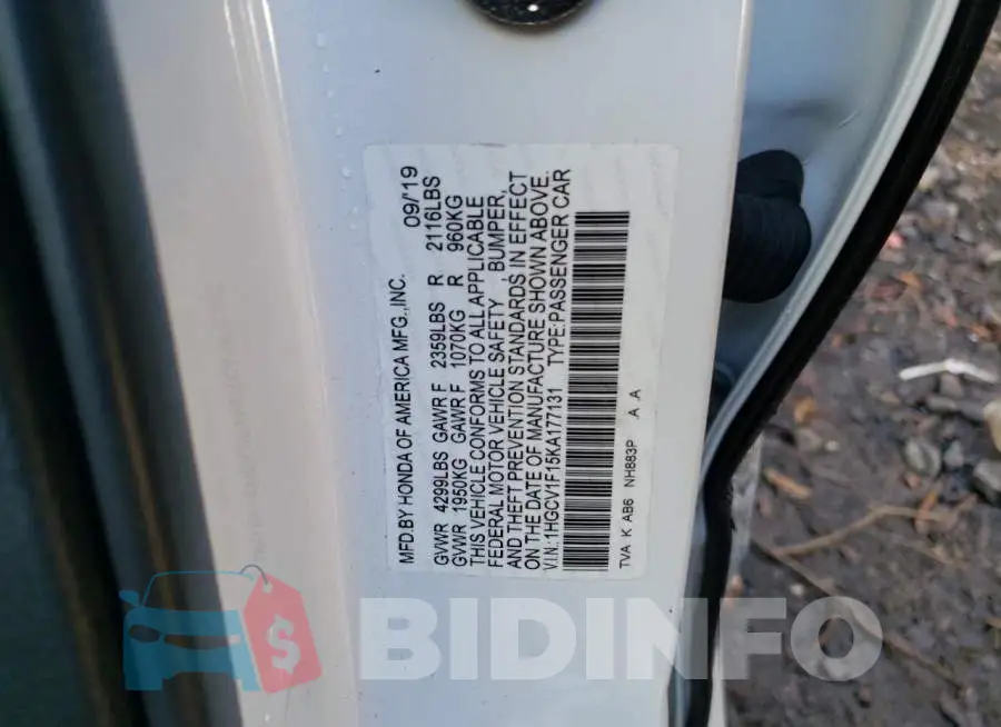 1HGCV1F15KA177131 Photo# 12