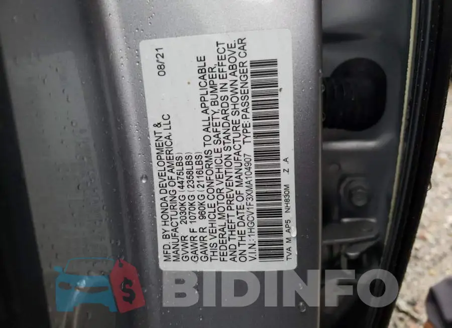 1HGCV1F3XMA104907 Photo# 12