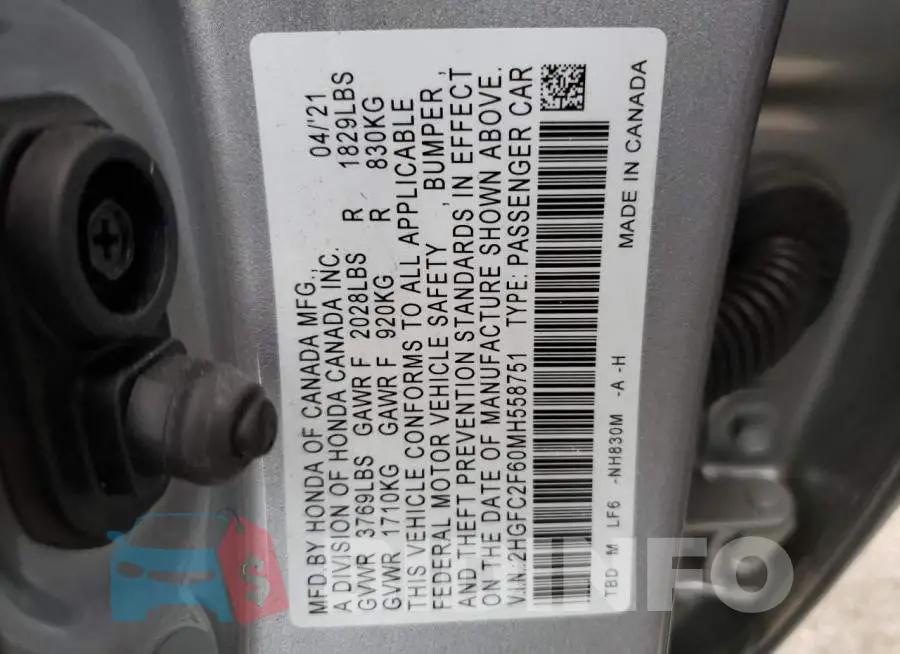 2HGFC2F60MH558751 Photo# 12
