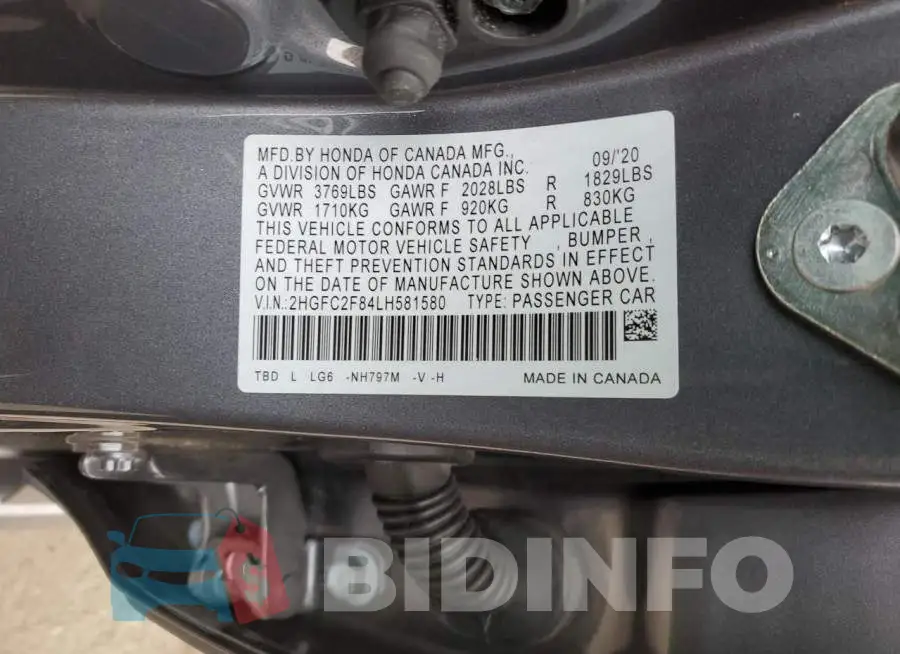 2HGFC2F84LH581580 Photo# 12