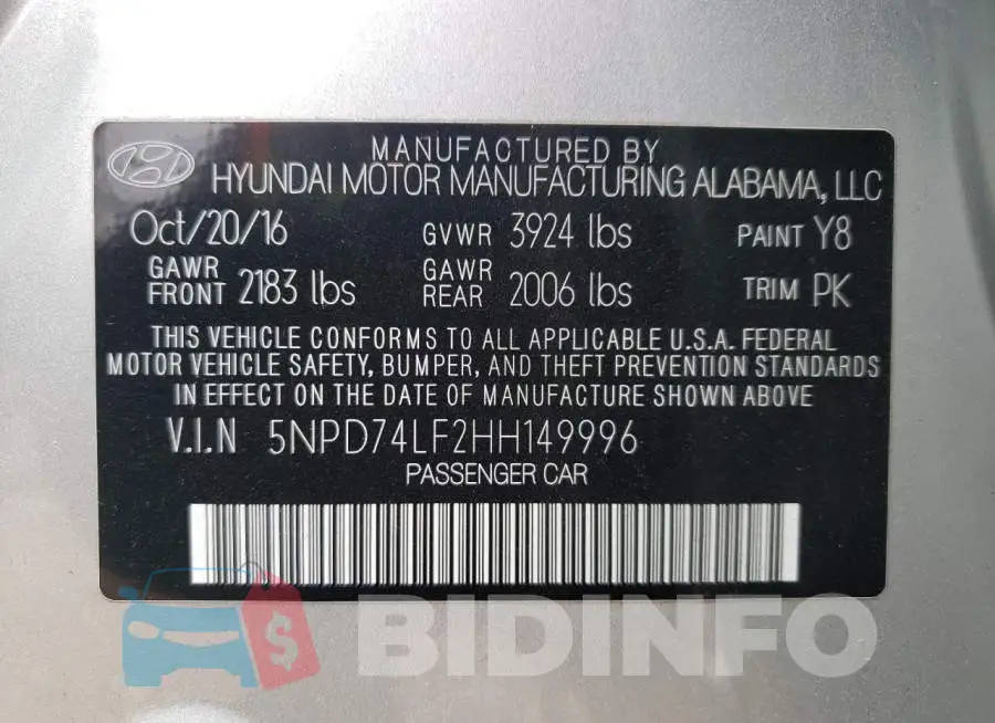 5NPD74LF2HH149996 Photo# 13