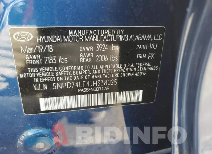 5NPD74LF4JH338025 Photo# 12