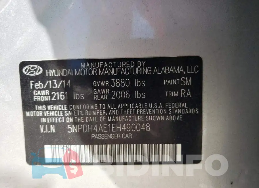 5NPDH4AE1EH490048 Photo# 10