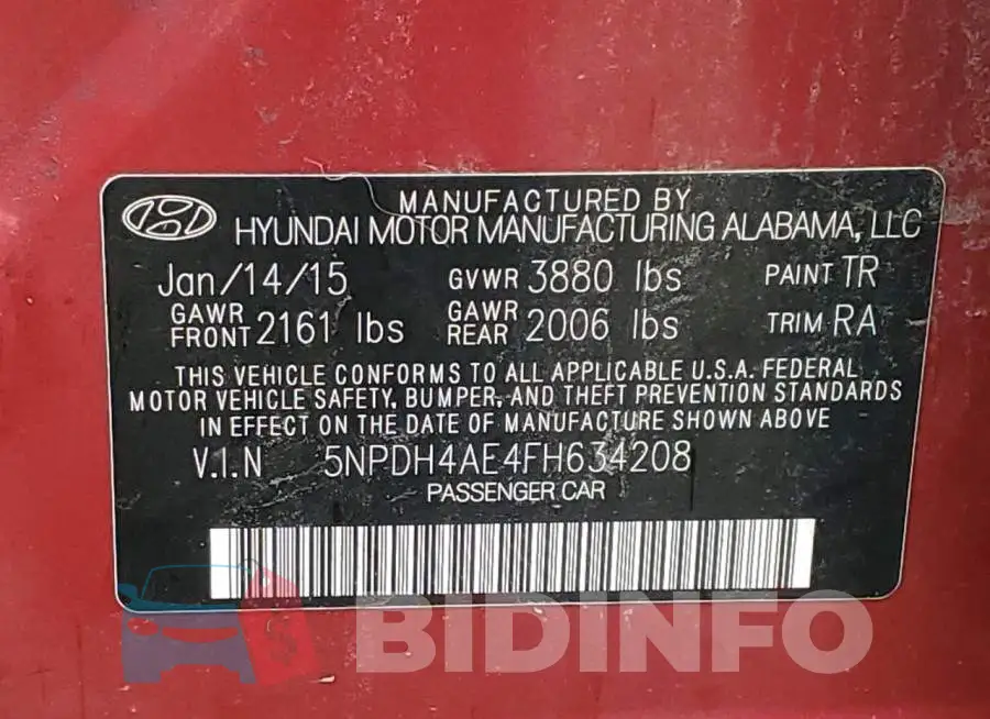 5NPDH4AE4FH634208 Photo# 12