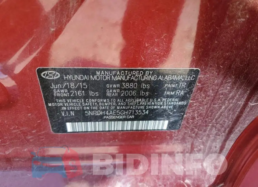 5NPDH4AE5GH713534 Photo# 12