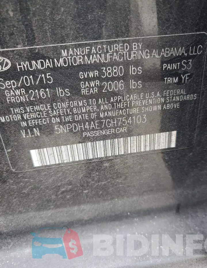 5NPDH4AE7GH754103 Photo# 12