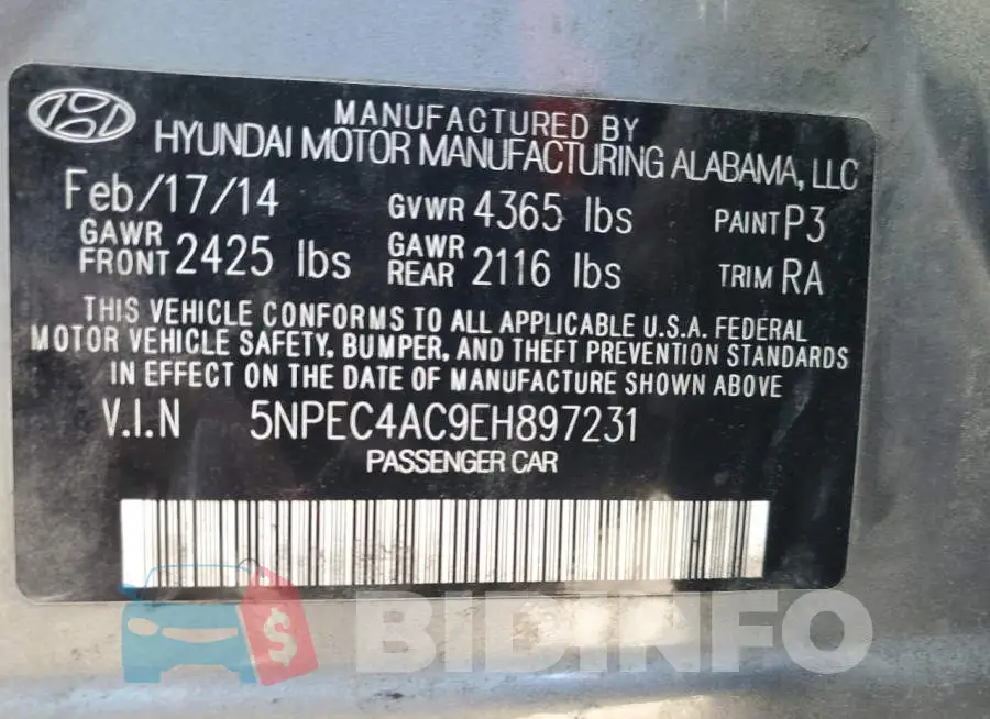 5NPEC4AC9EH897231 Photo# 12