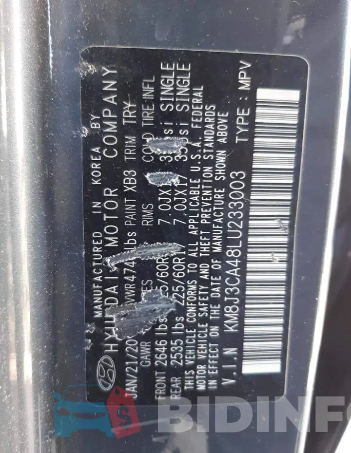 KM8J3CA48LU233003 Photo# 10