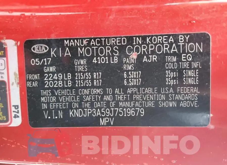 KNDJP3A59J7519679 Photo# 12