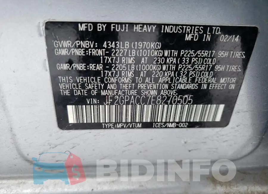 JF2GPACC7E8270505 Photo# 13