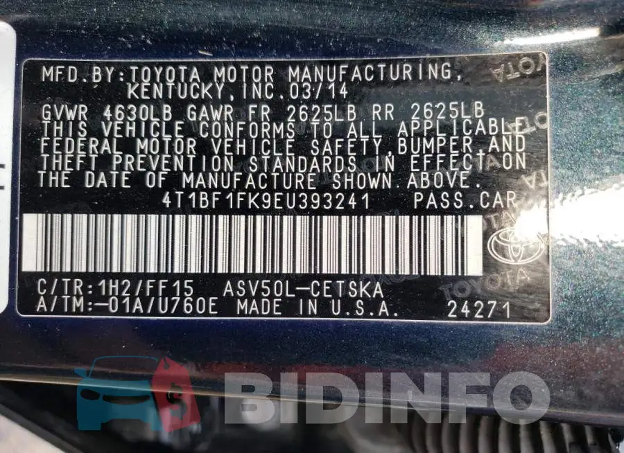 4T1BF1FK9EU393241 Photo# 12