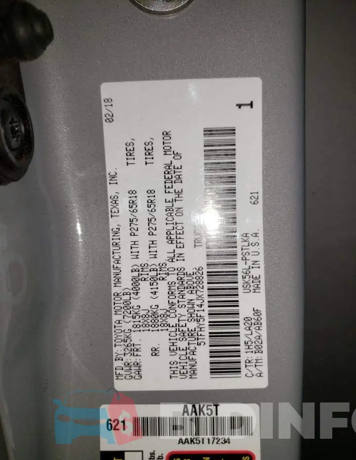 5TFHY5F14JX728826 Photo# 12