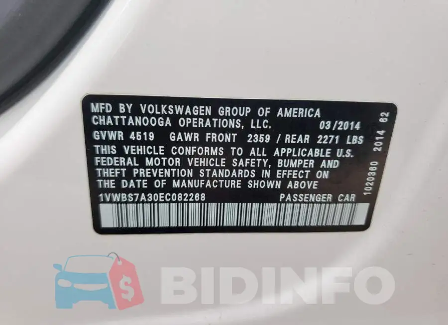 1VWBS7A30EC082268 Photo# 12