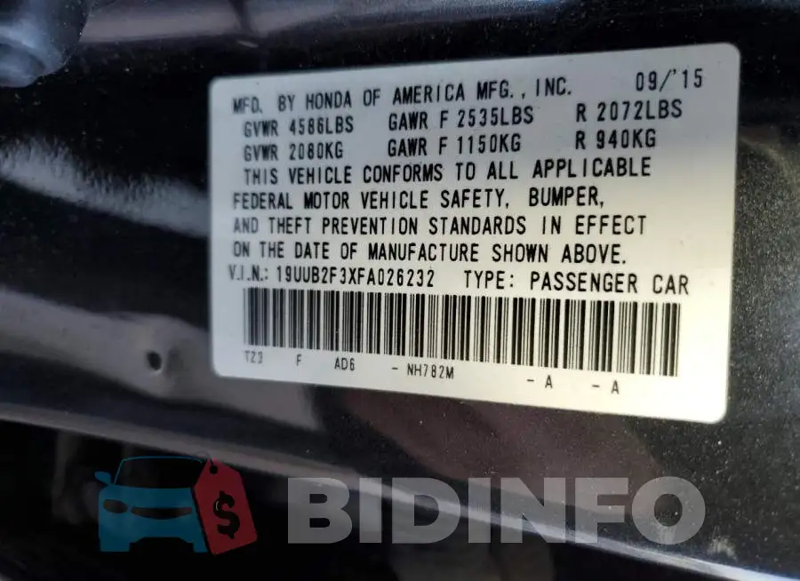 19UUB2F3XFA026232 Photo# 12