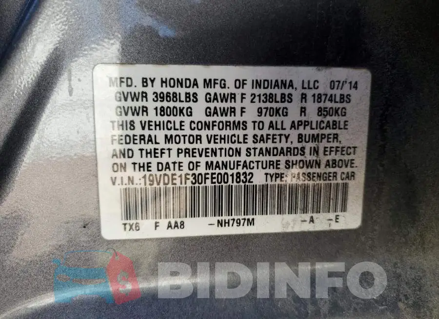 19VDE1F30FE001832 Photo# 12