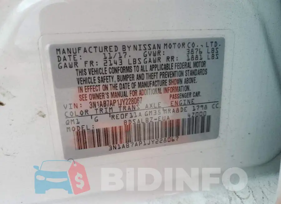 3N1AB7AP1JY228067 Photo# 12