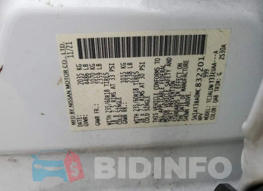 5N1AT3BA0MC832201 Photo# 14