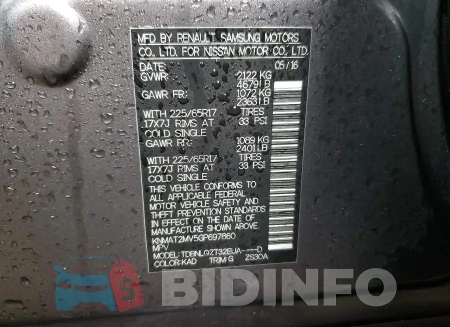 KNMAT2MV5GP697860 Photo# 13