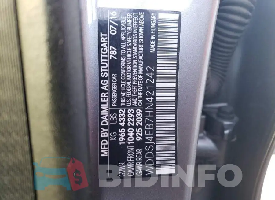 WDDSJ4EB7HN421242 Photo# 12