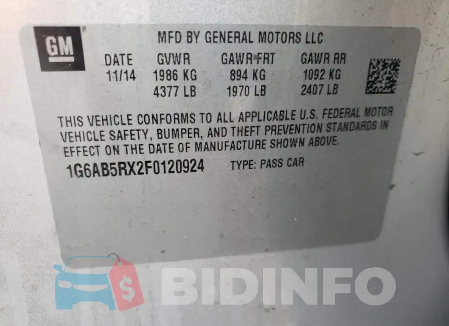 1G6AB5RX2F0120924 Photo# 13