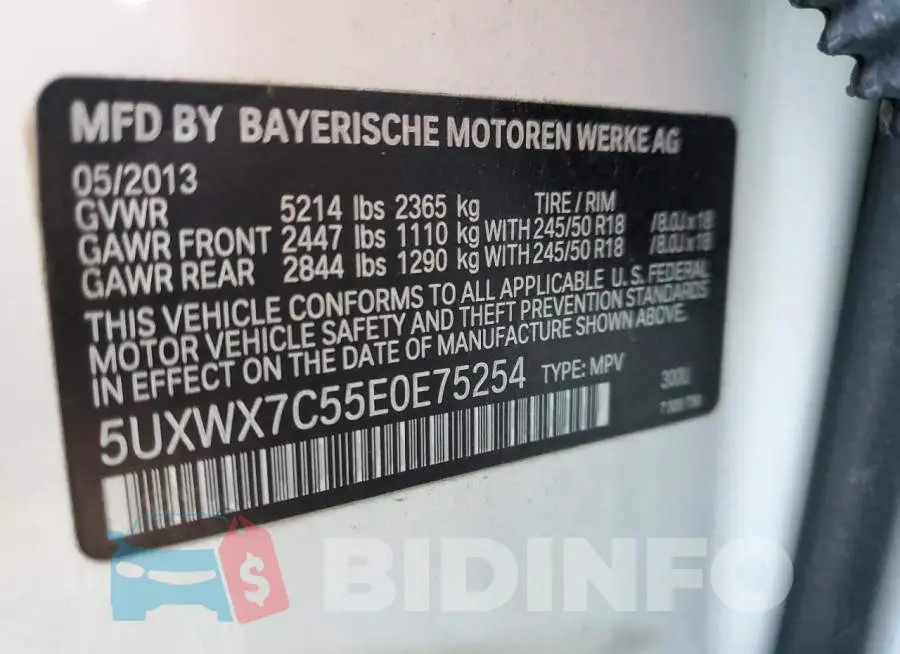 5UXWX7C55E0E75254 Photo# 14