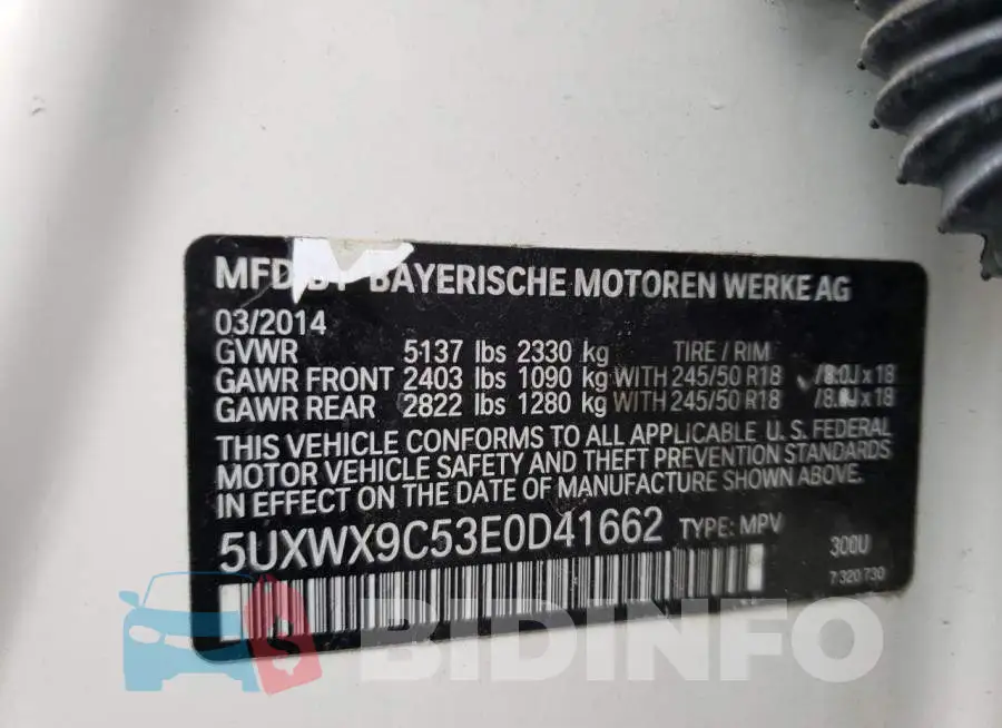 5UXWX9C53E0D41662 Photo# 10