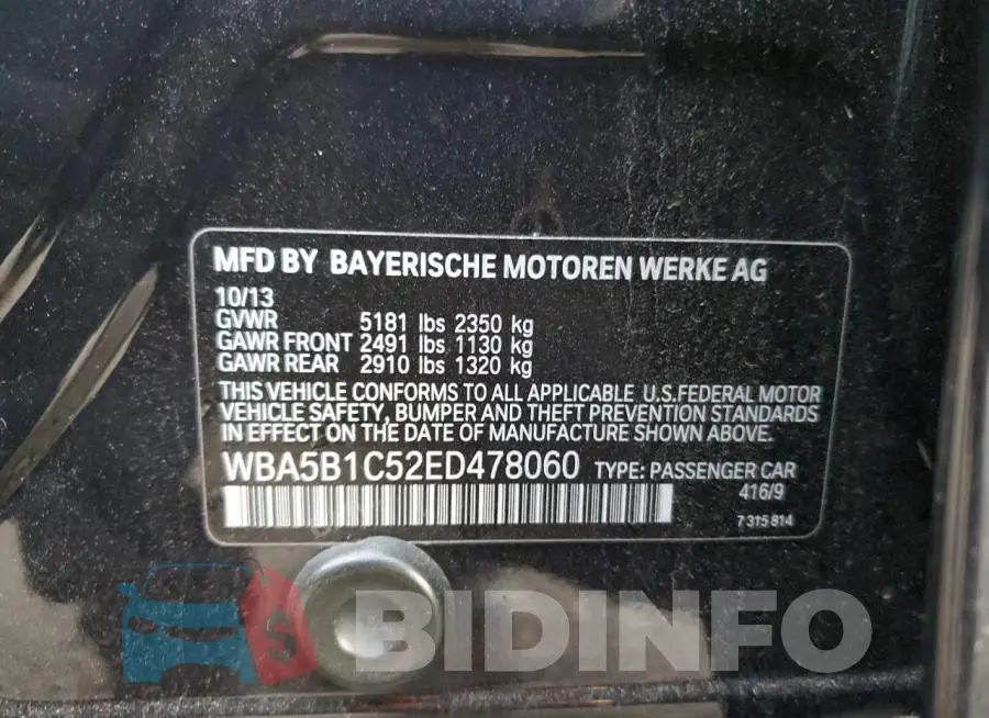 WBA5B1C52ED478060 Photo# 12
