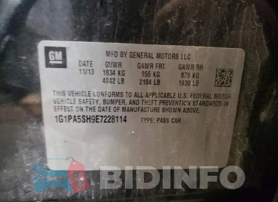 1G1PA5SH9E7228114 Photo# 12