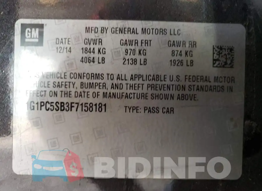 1G1PC5SB3F7158181 Photo# 12