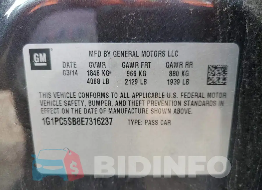 1G1PC5SB8E7316237 Photo# 12