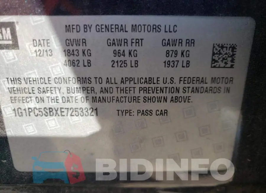 1G1PC5SBXE7253321 Photo# 10