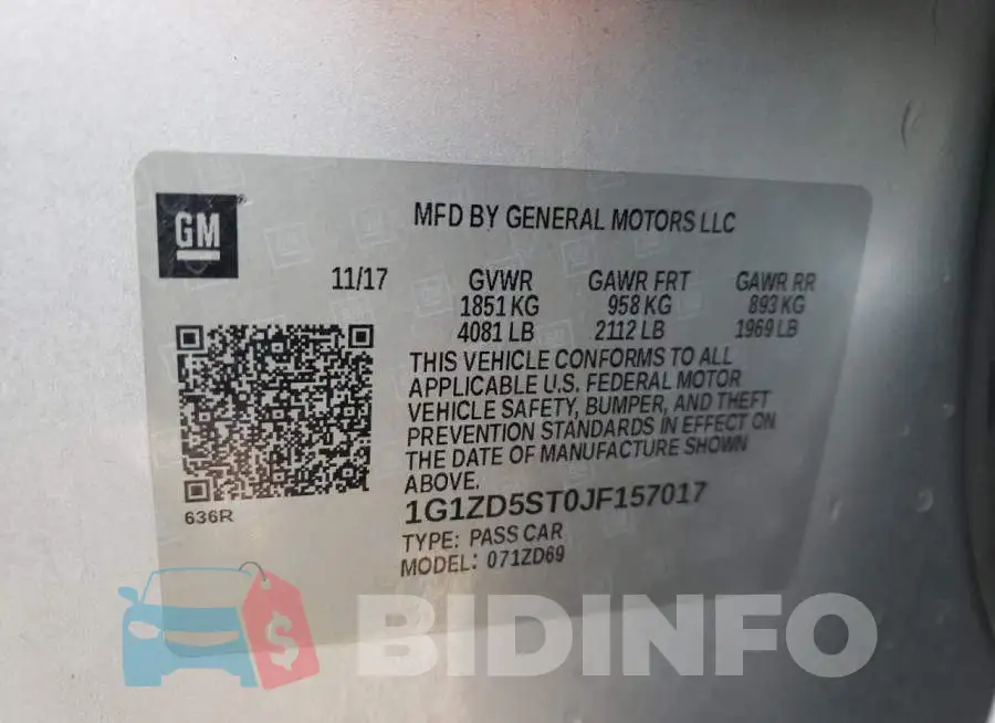1G1ZD5ST0JF157017 Photo# 12