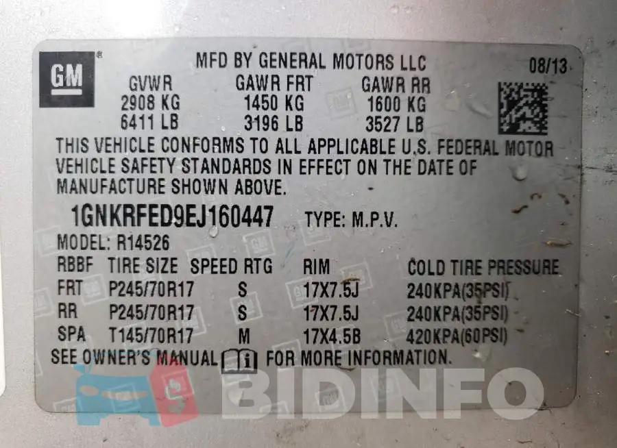 1GNKRFED9EJ160447 Photo# 13