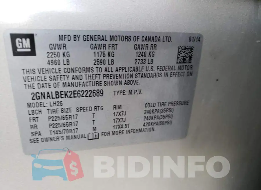 2GNALBEK2E6222689 Photo# 12