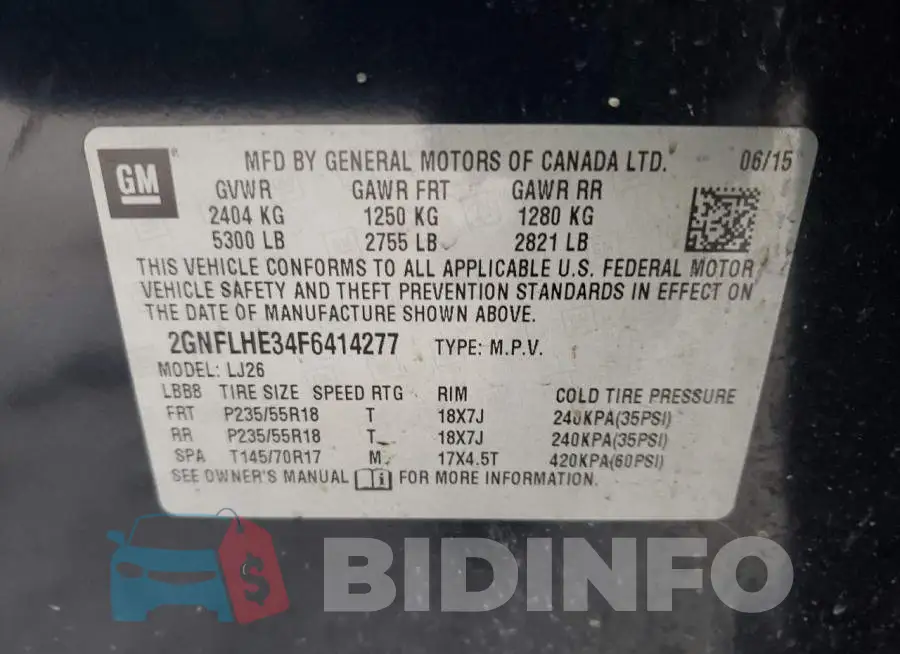 2GNFLHE34F6414277 Photo# 13