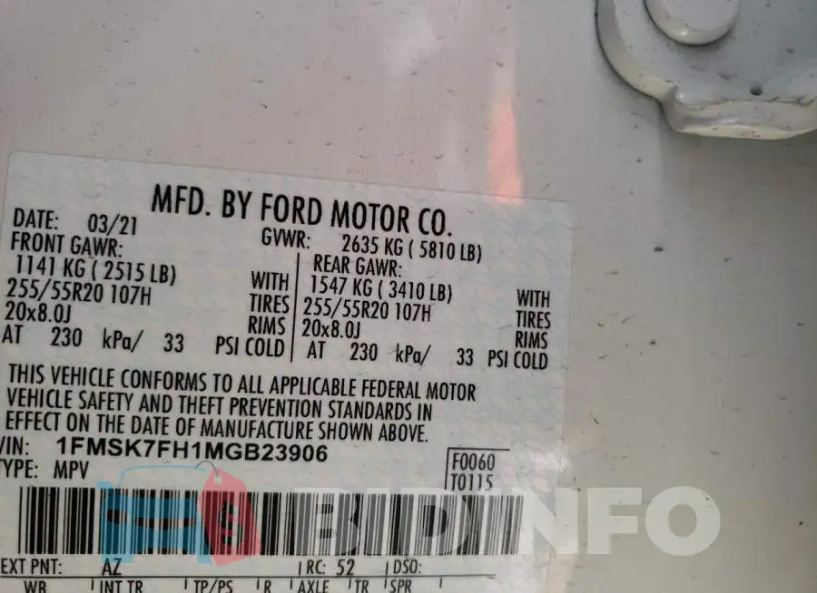 1FMSK7FH1MGB23906 Photo# 14