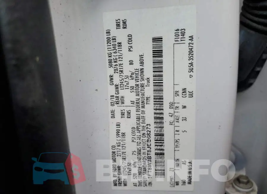1FT8W3BT8JEB68273 Photo# 10