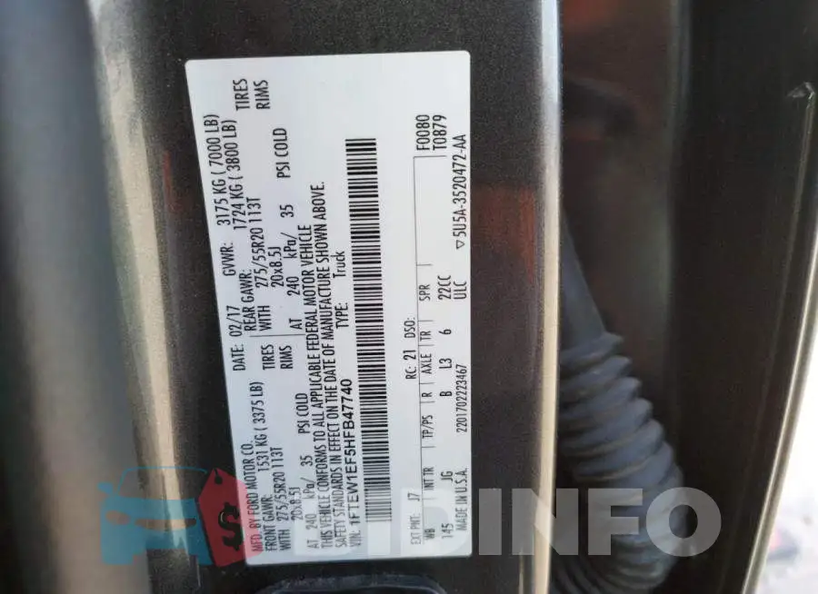 1FTEW1EF5HFB47740 Photo# 10