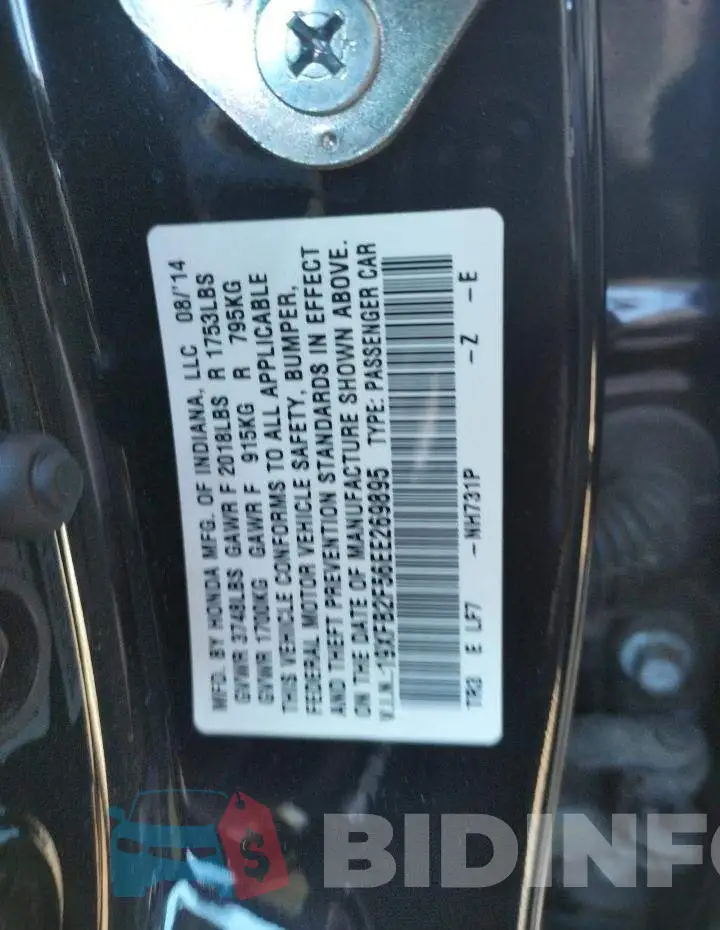 19XFB2F56EE269895 Photo# 12
